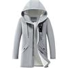 Generic Parka imbottito lungo da uomo, antivento, spesso, con cappuccio, impermeabile, grigio XX-Large