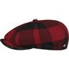 LIERYS Coppola 8 Panel Check Uomo - Made in The EU Cappellino Lana Berretto Newsboy con Visiera, Fodera Autunno/Inverno - 61 cm Nero-Rosso