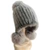 Gyios Berretto con Pompon Cappello da Donna Lavorato A Maglia in Vera Pelliccia di Visone, Invernale Lusso Spirale PON Volpe, Caldo Ed Elegante Protezione per Le Orecchie