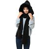 Nwcl 3 in 1 Sciarpe Cappello Guanti Donna Caldo Sciarpa con Cappuccio Tasche Earflap Lunghi Scialle Cappelli Guanto Invernali Berretti Tinta Unita Regalo di Compleanno Natale (Black)