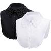 LoudSung Camicetta a mezza camicia rimovibile, colletto falso, top in piedi, design elegante per donne e ragazze, Organza bianco e nero, 16