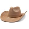 CCAKXCJJ Cappello da cowboy occidentale per donne e uomini classici Fedora cappelli a tesa larga in pelle scamosciata cappello da cowboy per le donne con fibbia cintura, Cammello, taglia unica