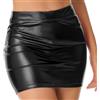 QIANGYTHENKO Minigonna da donna in pelle con cerniera posteriore e gonna per pole dance, Nero , M