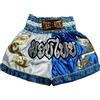 Generisch Muay Thai Shorts - Abbigliamento per arti marziali di alta qualità per le massime prestazioni, pantaloni corti boxing thailandia kickboxing MMA boxe sport allenamento palestra, bianco-blu, L