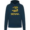 Ayrton Senna Felpa con Cappuccio Uomo F1 Logo S, blu, L