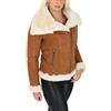 House Of Leather Le Signore Vero la Pelle di Pecora Merino Shearling Aviatore Pilota Giacca Isabelle Abbronzare (Large)