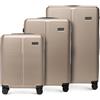 WITTCHEN Stripes Line Set di valigie 3 pezzi | (36/65/96 L) in ABS rigido, 4 ruote 360°, lucchetto a combinazione & manico telescopico | Valigia cabina/media/grande - Colore: Oro