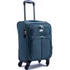 R.Leone Valigia adatto easyjet 45X36X20 Trolley Espandibile bagaglio a mano 4 ruote in stoffa 2144 (Verde, XS 51X32X22 ruota smontato adatto 45x36x20 cm)