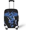 Coloranimal Copertura per bagagli per scuolabus, accessori trolley, custodia protettiva per valigia, taglia 18-32, Drago di fuoco blu, M (22-25 cover), Set Bagagli