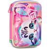 SJ GANG STYLE JAM GANG Astuccio Scuola Speed Pad + Cat&Air, Rosa, Portapenne Mono Scomparto con Plance Amovibili, Completo Di Penne, Matite, Colori, Accessori Zaino, Scuola Elementare, Bambina