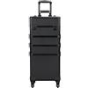 Soberine Valigetta Porta Trucchi 4 in 1 da Viaggio Trolley Make Up Beauty Case Professionale con Serratura Grande per Estetista Ruote Girevoli Nero