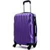R.Leone Valigia da 1 pezzo Fino a Set 4 Trolley Rigido grande, medio, bagaglio a mano e beauty case 4 ruote in ABS 2037 (Viola, M Medio)