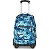 Invicta Trolley Scuola Plug Fantasy Shine, Blu, 3 in 1, Zaino Doppio Scomparto Con Carrello Sganciabile, Tasca Per PC, Tasca Per Borraccia, 34 lt, Scuola Media e Superiore, Viaggio, Zaino Ragazza