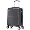 R.Leone Valigia da 1 Fino a Set 4 Trolley Rigido grande, medio, bagaglio a mano 55x40x23 cm Wizz, ITA Airways e bagaglio 45x36x20 cm EasyJet in ABS 8005 (Grigio, S Bagaglio 55x40x23cm)