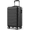 NUMADA - Trolley Bagaglio a Mano Upfly 20' ABS (53x33,5x22cm) con chiusura a combinazione e 4 ruote doppie a 360. Valigia da cabina rigida resistente e leggera con interni a scomparti | Nero