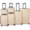 CELIMS Set Valigie 6 Pezzi - Valigia Grande 23 kg + Valigia Media + Valigie Bagaglio a Mano + Valigia Piccola + 2x Beauty Case da Viaggio - Champagne