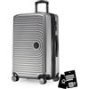 Hauptstadtkoffer Mitte - Valigia rigida media 68 cm estensibile, valigia da stiva, serratura TSA, 4 ruote doppie, trolley da viaggio, 88 L + Etichetta bagaglio digitale, Argento opaco