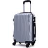 R.Leone Valigia Trolley Bagaglio a mano Rigido Ultraleggero in ABS 4 Ruote Autonome (Argento, 3037 Valigia 55x38x23 cm)