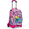 SJ GANG STYLE JAM GANG Zaino Scuola Con Carrello Sganciabile A 2 Ruote - Trolley Jack 2WD - SJ GANG - CLACK IT GIRL - 3 in 1 - Triplo Uso - Con Tasca Portaborraccia - Per Bambina - Azzurro
