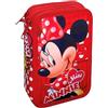 CARTOON Astuccio Scuola 3 Zip, Minnie, Disney, multiscomparto, Completo 44 Pezzi, Colori Giotto, 20 x 13 x 6 cm