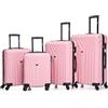 R.Leone Valigia da 1 Fino a Set 4 Trolley Rigido grande, medio, bagaglio a mano e bagaglio EasyJet 45X36X20cm 4 ruote in ABS 9002 (Rosa Pastello, Set 4 Pezzi XS S M L)