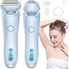 YUNFAN Hair removal knife,2 in 1 Electric Shaver Shaver for Women,Portable Waterproof Electric Shaver,Wet & Dry,Painless Womens Trimmer for Face Body Leg Bikini Underarm Arm (Blue)