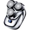 GDWD Mini rasoio elettrico portatile da uomo, elettrico senza fili, con 3 testine rotanti 3D, rasoio rotante 3D, rasoio rotativo a LED, pulizia profonda Shaver Men (argento)