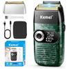 KEMEI Rasoio da Barba per Uomo, Rasoio Elettrico Ricaricabile con Regolabarba, Rasoi Cordless in Lamina di Titanio al Litio con Custodia da Viaggio