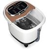 COSTWAY Idromassaggio per Piedi, Pediluvio Massaggiatore Plantare Massaggio Shiatsu, con Funzione Calore Timer e Rulli Luce a Infrarossi, 15L Idromassaggiatore (Marrone)