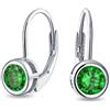 Bling Jewelry Orecchini pendenti a goccia con solitario in argento sterling .925, con zircone cubico AAA taglio brillante rotondo da .50 ct, simulato verde smeraldo, con chiusura a leva.