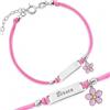 Sakrami Bracciale Argento 925 Bimba Cordoncino Rosa Gaillardia Piastrina Incidibile Kids Collection + Confezione Regalo Personalizzata - Braccialetto per Nascita Comunione Battesimo Compleanno