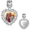 Lam Hub Fong Donna Cuore Forma Ciondolo Charms Ciondolo Bead da Argento 925 Foto Personalizzata per Bracciale Adatto per Bracciale Pandora Regalo per Fidanzata BFF Donna