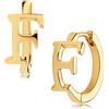 DREMMY STUDIOS Delicati orecchini a cerchio con iniziale Huggie, placcati in oro 14 carati, semplici e carini, con zirconia cubica, con iniziale A-Z, 26 lettere pendenti, orecchini ad anello da donna