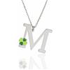 Sakrami Collana Bambini in Argento 925 Rodiato con Lettera e Quadrifoglio Verde Smaltato - Scatola con Dedica Incisa - Prezioso Portafortuna per Comunione, Natale o Compleanno (M)