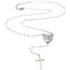 amorili Collana Rosario Donna Padre Pio in Acciaio Inox con Perle - Gioiello Religioso Cattolico Cristiano - Idea Regalo Devozionale