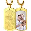 FaithHeart Collana da Uomo Unisex Medaglia Arcangelo Collana San Michele Guardiano Foto Incisione Nome Personalizzabile Acciaio Inossidabile/Oro/Nero Gioielli Religiosi con Confezione Regalo