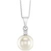 amorili Collana Donna con Ciondolo Perla 12 mm in Argento 925 con Zircone - Gioiello Elegante, Regalo Raffinato per Donna, Accessorio Moda Cerimonia, Matrimonio, Compleanno