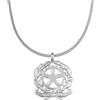 D'Origine Collana con Stemma Italiano, Catena con Bandiera Italiana, Gioiello da Uomo in Ottone