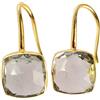 Ravishing Impressions Orecchini quadrati da donna realizzati a mano con ametista verde, pietra preziosa sfaccettata 12 x 12 mm con castone, orecchini pendenti placcati oro con chiusura a gancio, gioielli leggeri ed