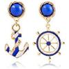 choice of all Orecchini da donna a forma di ancora, con strass blu, con perle pendenti, stile nautico, yacht, rock, feste, gioielli, Metallo, Non pietra preziosa