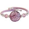 VENEZIA CLASSICA - Bracciale da Donna con Perla in Vetro di Murano Originale e vera pelle Toscana, Collezione Tuscany, con foglia in argento e oro 24kt, Made in Italy certificato (Lilla/Argento)