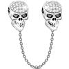 GNOCE Catenina di Sicurezza Teschio in Agento S925 Teschi Eleganti Charm per Bracciali e Collana Regalo per Moglie Donne (Argento)