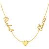 Kiddo Sky Collana con Nome Personalizzata con Catena Barbazzale, Targhetta Placcata in Oro 18 Carati, Regalo di Gioielli Personalizzato Donna Mamma Moglie Figlia (Collier 2 Noms avec Coeur)
