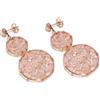 Vestopazzo, Coppia Orecchini Oro Rosa e Rame, Doppio Cerchio con Cristalli Rosa Cipria, Chiusura Farfalla, NIckel Tested, MRG3018