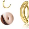 ZS Piercing per ombelico da donna, in argento Sterling 925, 14 G, con chiusura a scatto, dorato, curvo, gioiello per il corpo, Argento sterling, Non pietra preziosa