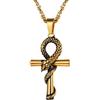 PROSTEEL Collana Pendente di Ankh Cross con Serpente in Acciaio inossidabile Placcato Oro 18K, Catena 55 60 cm Regolabile, Collana Crocifissa Egiziana, Confezione Regalo, Oro
