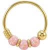 Monster Piercing 9K giallo oro tripla Rosa Opal Bead 22 Gauge Hoop naso anello Piercing da naso