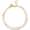 SINGULARU - Cavigliera Doble Dots Colors Enamel. Acciaio con Finitura Placcata Oro 18Kt e Smalto Colorato. Gioielli per Donna