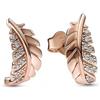 PANDORA Orecchini a bottone Moments con piuma placcati in oro rosa 14 k con zirconi cubici trasparenti