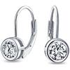 Bling Jewelry Orecchini pendenti con solitario in argento sterling .925 con zircone cubico AAA taglio brillante rotondo da .50 ct, gemma simulata chiara CZ, con chiusura a leva.